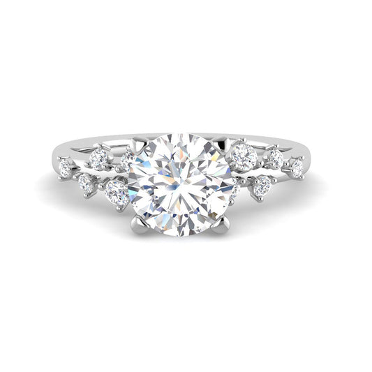 Round Solitaire with Starlight Side Stones (White Gold)