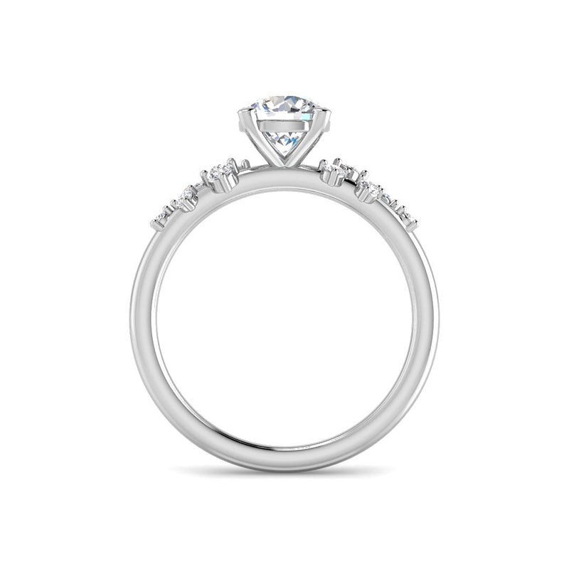 Round Solitaire with Starlight Side Stones (White Gold)