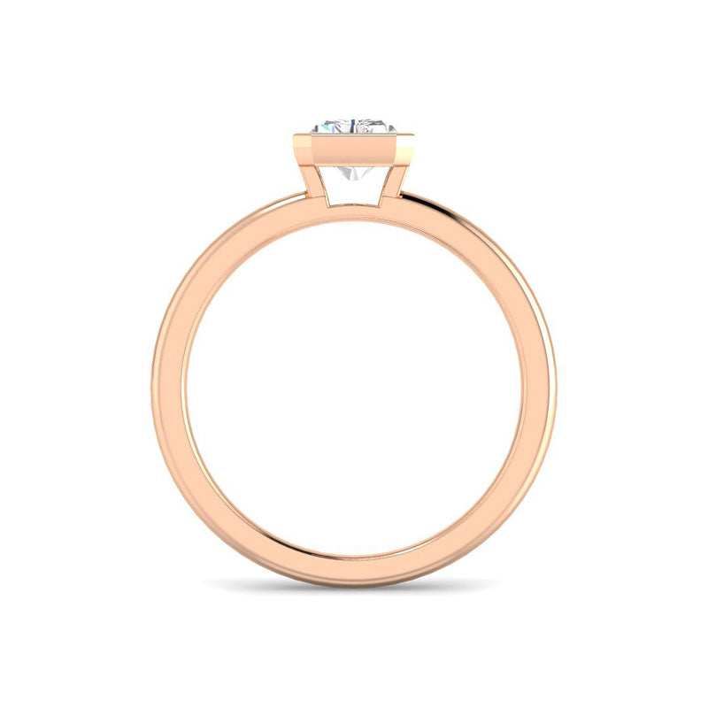 Emerald Cut Bezel Solitaire (Rose Gold)