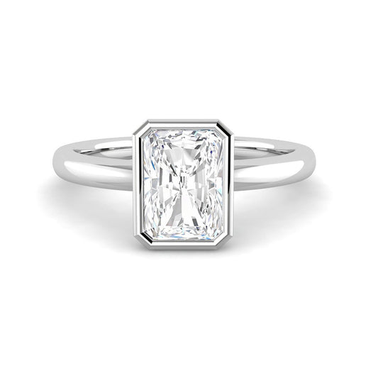 Emerald Cut Bezel Solitaire (White Gold)