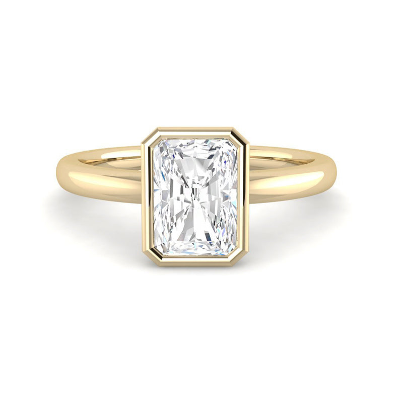 Emerald Cut Bezel Solitaire (Yellow Gold)