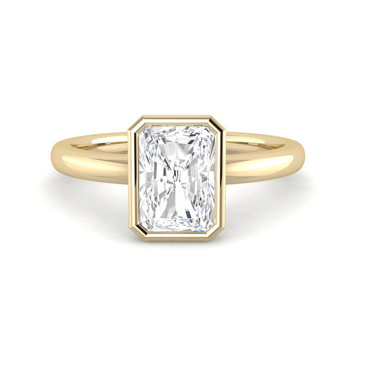 Emerald Cut Bezel Solitaire (Yellow Gold)