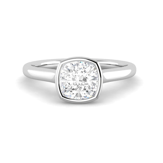 Cushion Solitaire Bezel Setting (White Gold)