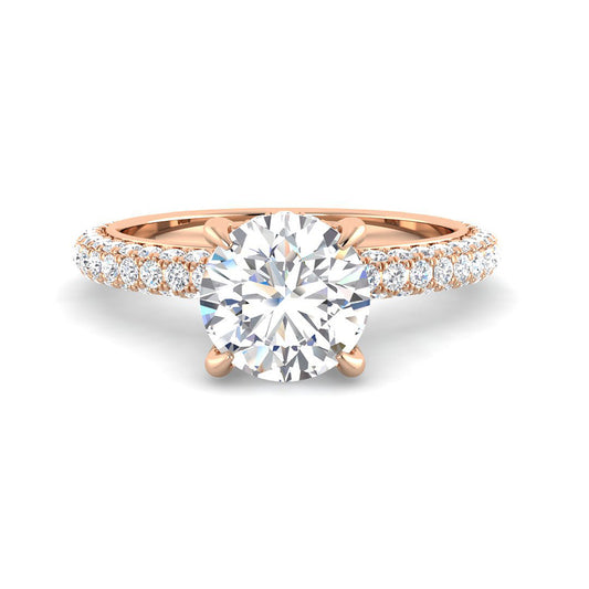 Round Solitaire with Pavé Diamond Band (Rose Gold)