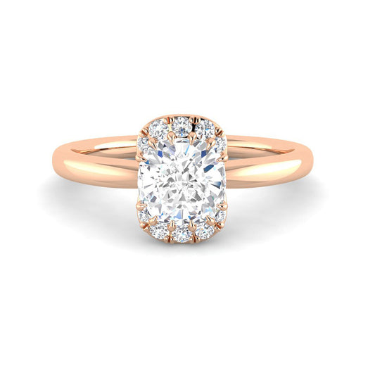 Cushion Solitaire Half-Moon Halo Setting (Rose Gold)