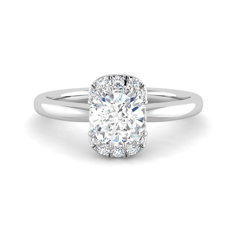 Cushion Solitaire Half-Moon Halo Setting (White Gold)