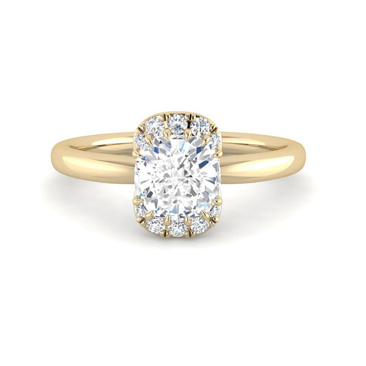 Cushion Solitaire Half-Moon Halo Setting (Yellow Gold)