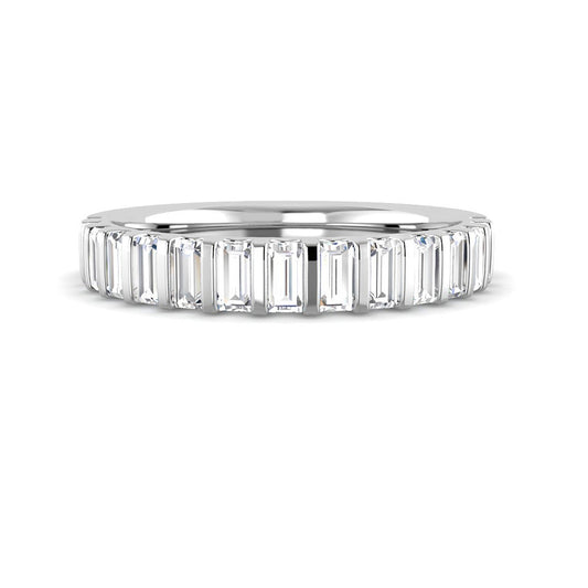 Straight Baguette Half Eternity Band (White Gold)