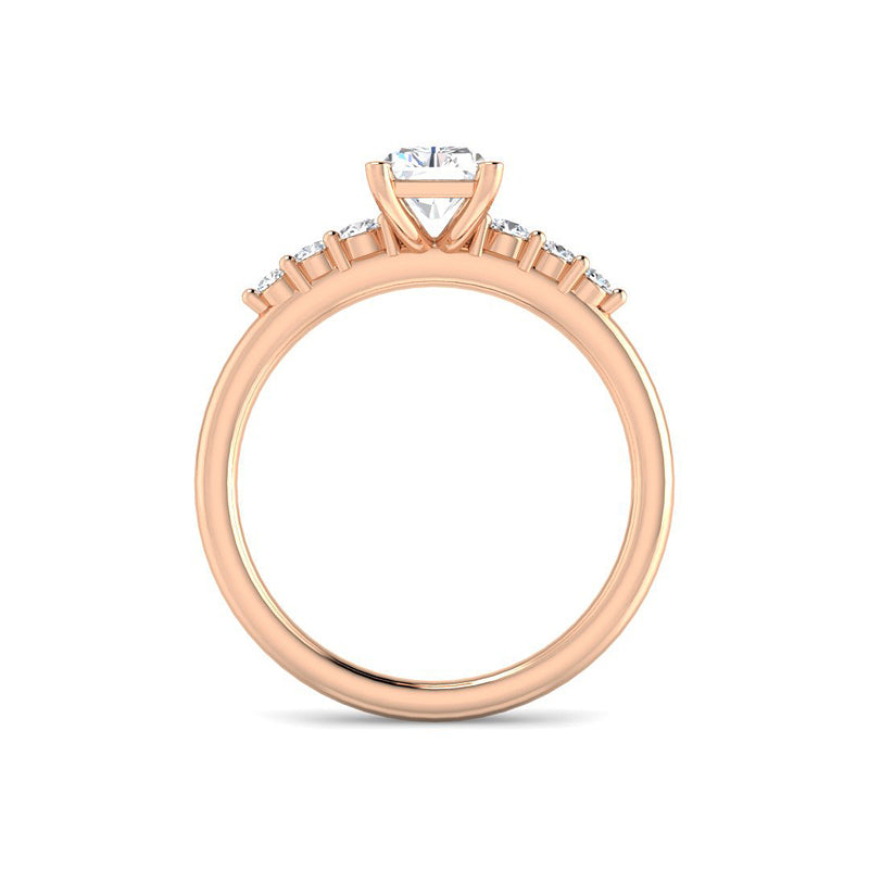 Emerald Cut w. Graduated Round Side Stones (Rose Gold)