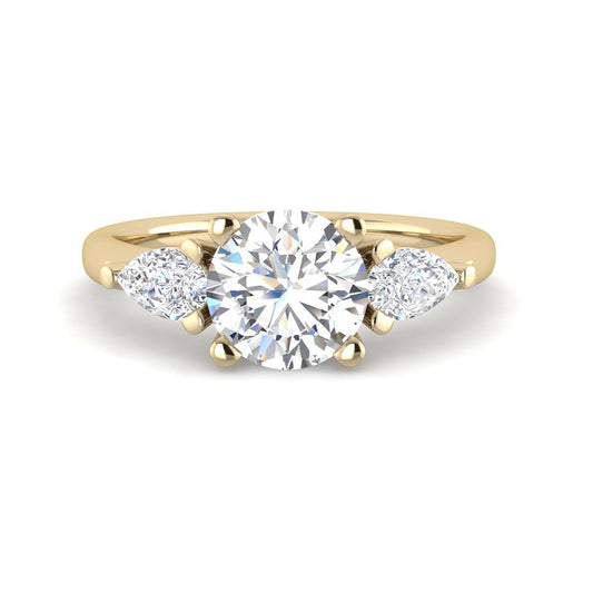 Trilogy Setting w. Pear Sides (Yellow Gold)