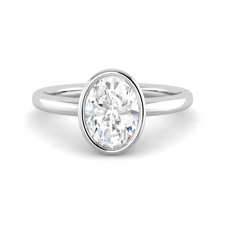 Bezel-set Oval Solitaire (White Gold)