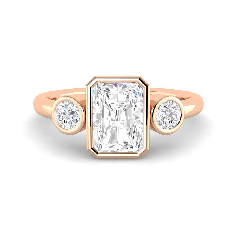 Emerald Cut Trilogy Bezel (Rose Gold)