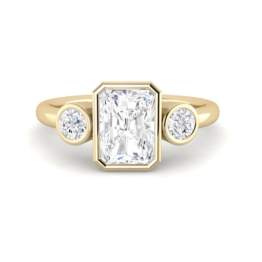 Emerald Cut Trilogy Bezel (Yellow Gold)