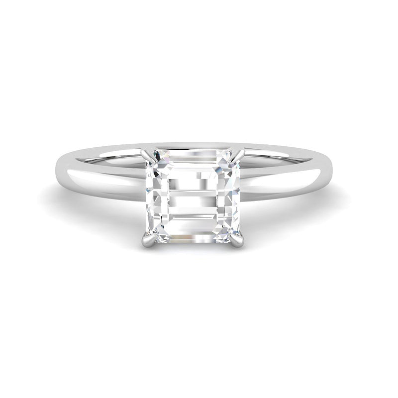 Asscher Solitaire Classic Basket Setting (White Gold)