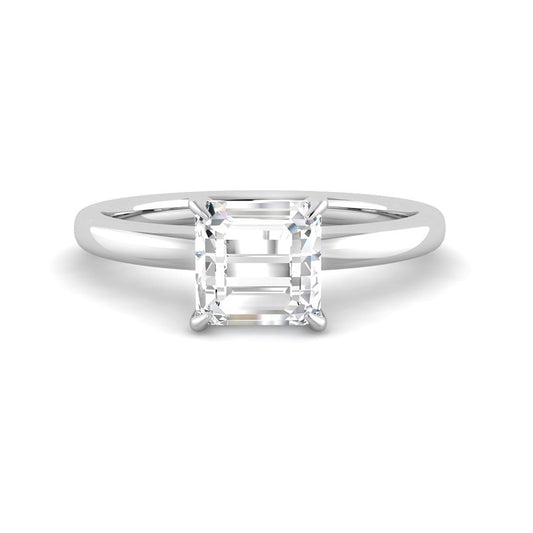 Asscher Solitaire Classic Basket Setting (White Gold)