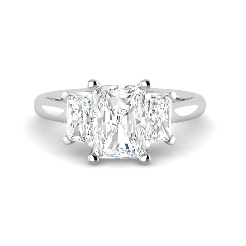 Emerald Cut Trilogy w. Emerald Side Stones (White Gold)