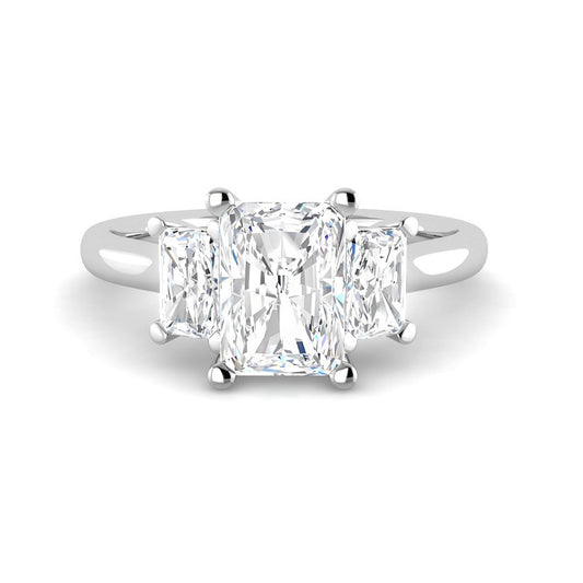 Emerald Cut Trilogy w. Emerald Side Stones (White Gold)