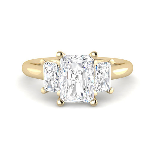 Emerald Cut Trilogy w. Emerald Side Stones (Yellow Gold)