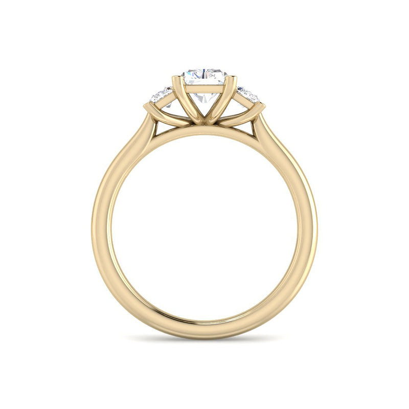 Emerald Cut Trilogy w. Emerald Side Stones (Yellow Gold)
