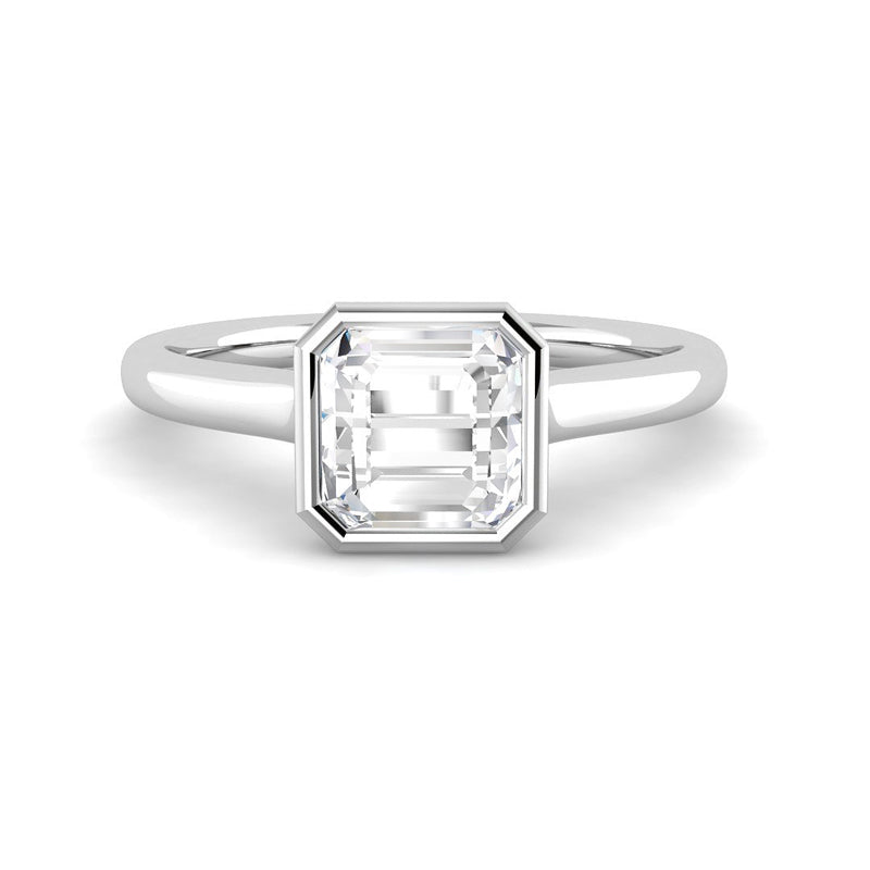 Asscher Solitaire Bezel Cathedral Setting (White Gold)