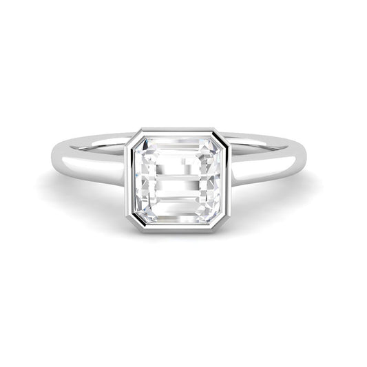 Asscher Solitaire Bezel Cathedral Setting (White Gold)