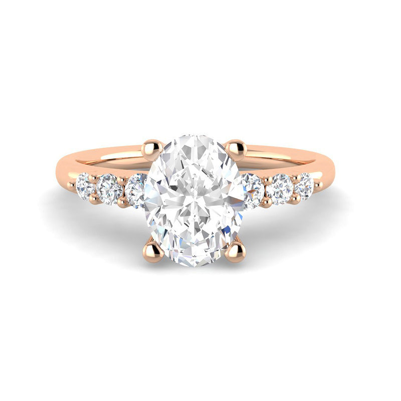 Oval Solitaire Gradual Round Accent Stones (Rose Gold)