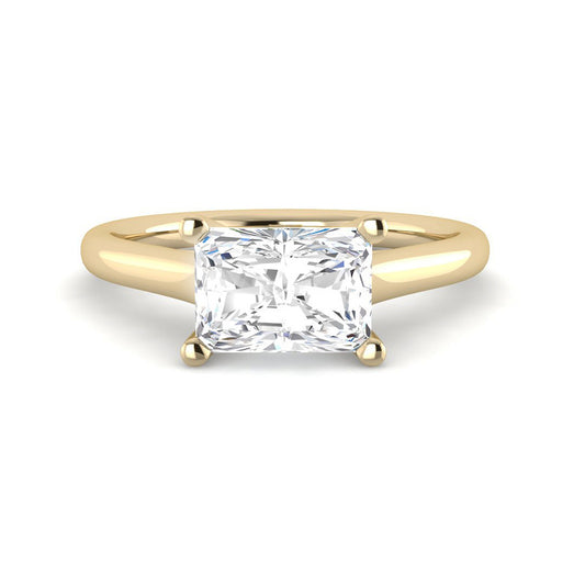 East-West Emerald Cut Cathedral (Yellow Gold)