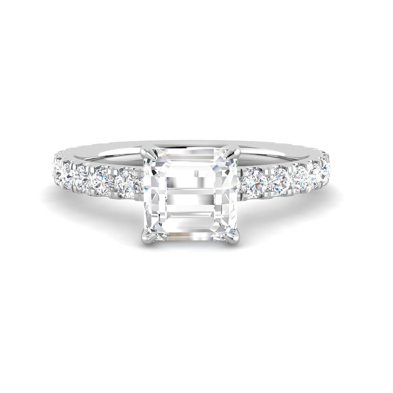 Asscher Solitaire Pavé Band Setting (White Gold)