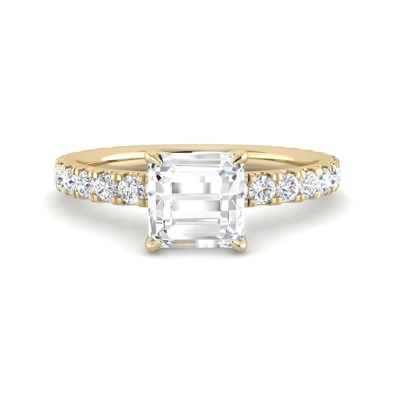 Asscher Solitaire Pavé Band Setting (Yellow Gold)