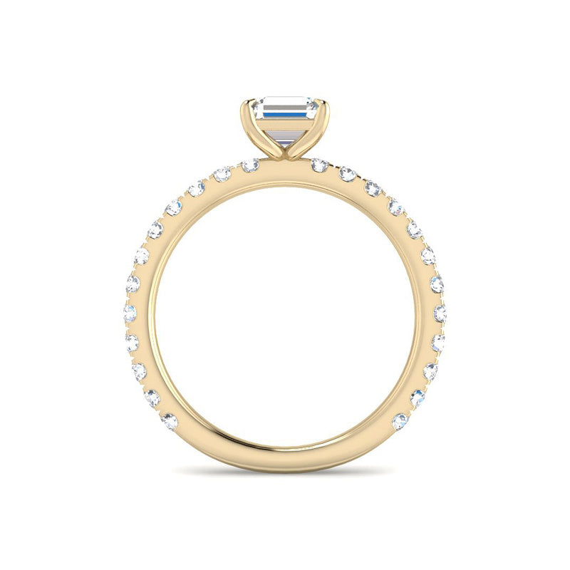 Asscher Solitaire Pavé Band Setting (Yellow Gold)