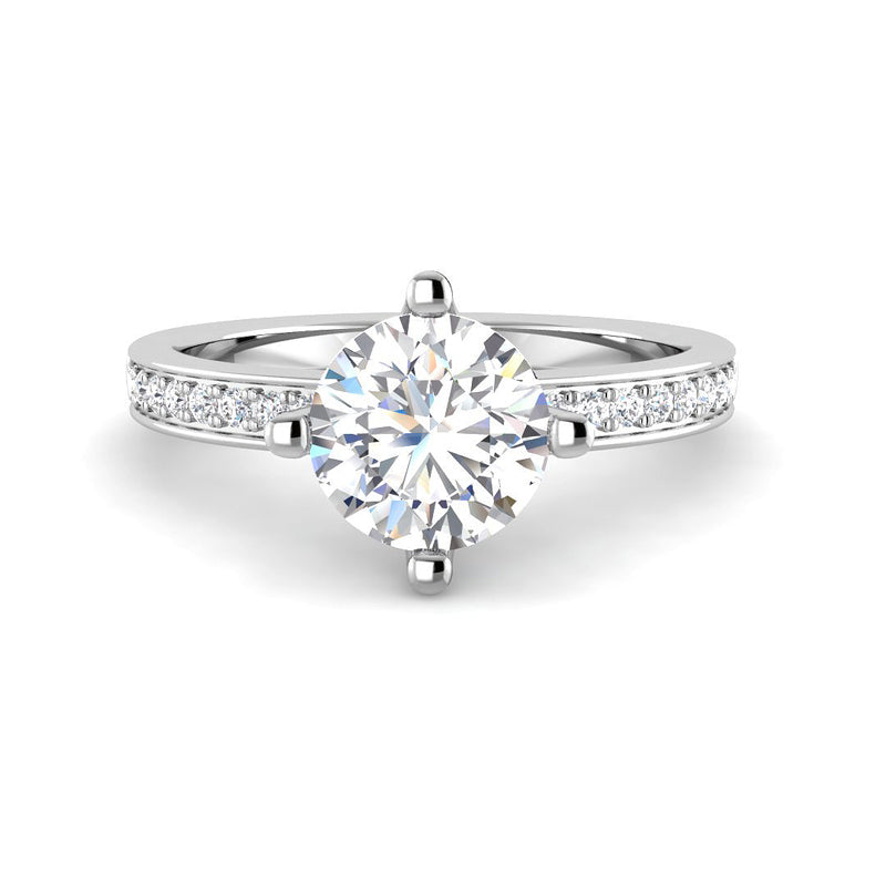 Round Solitaire w. Diamond Channel Band (White Gold)