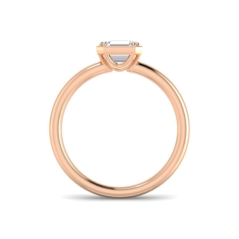 Asscher Solitaire Chubby Bezel Low Setting (Rose Gold)