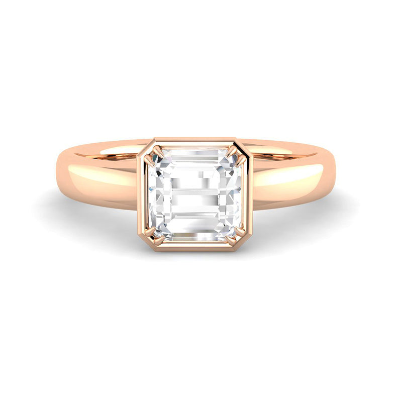 Asscher Solitaire Chubby Bezel Low Setting (Rose Gold)