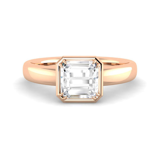 Asscher Solitaire Chubby Bezel Low Setting (Rose Gold)