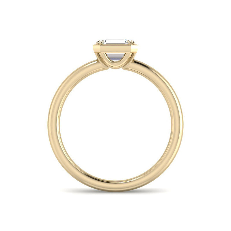 Asscher Solitaire Chubby Bezel Low Setting (Yellow Gold)