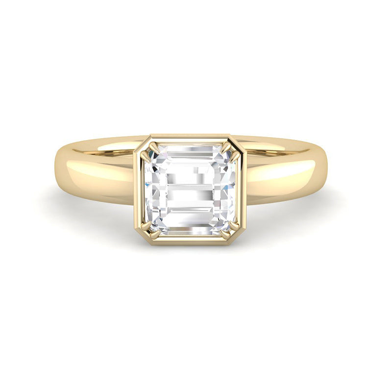 Asscher Solitaire Chubby Bezel Low Setting (Yellow Gold)