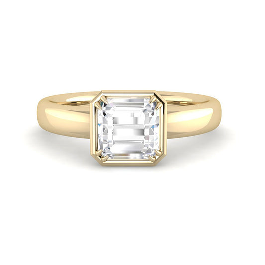 Asscher Solitaire Chubby Bezel Low Setting (Yellow Gold)