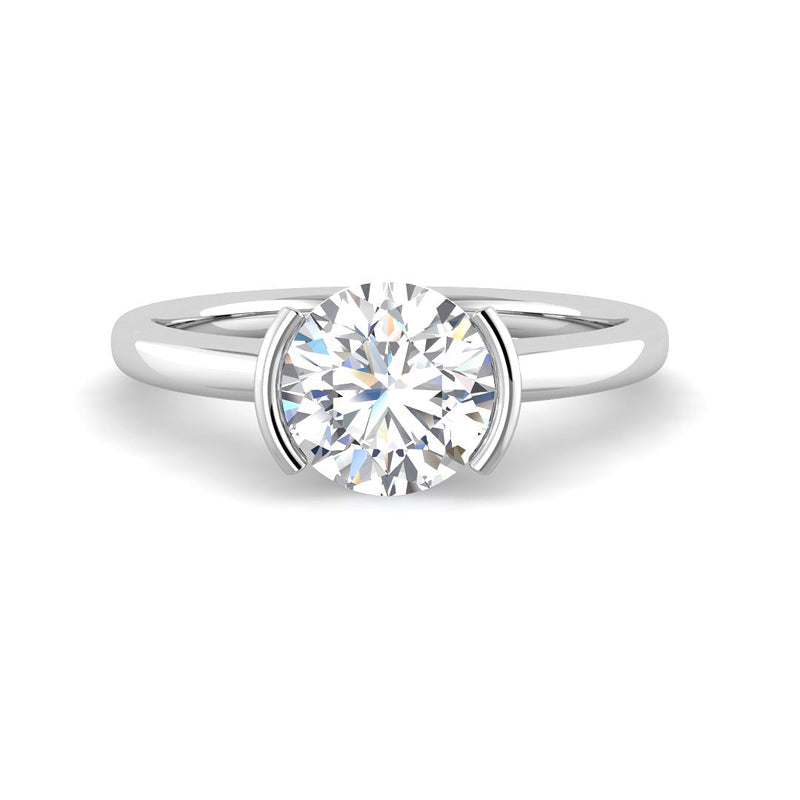 Half-bezel Round Solitaire (White Gold)