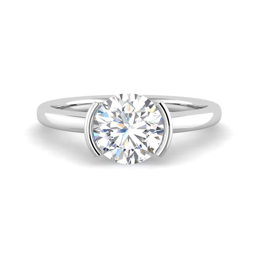 Half-bezel Round Solitaire (White Gold)