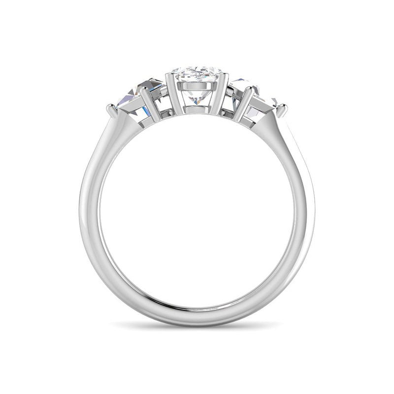 Trilogy Oval Solitaire w. Kite Accent Stones (White Gold)