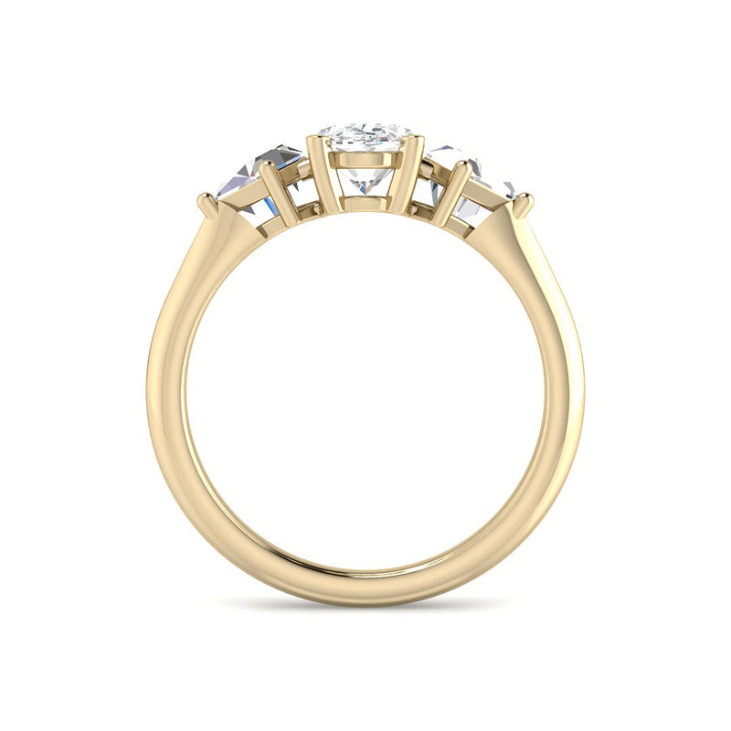 Trilogy Oval Solitaire w. Kite Accent Stones (Yellow Gold)