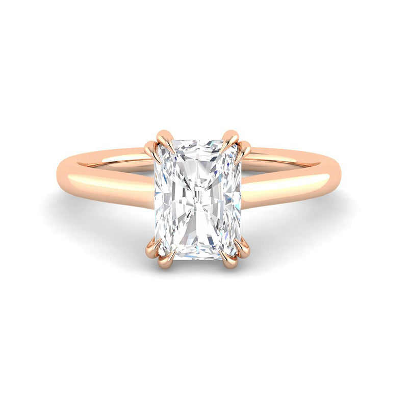 Emerald Cut Cathedral w. Double Claws (Rose Gold)