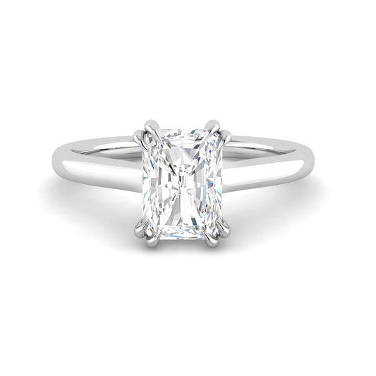 Emerald Cut Cathedral w. Double Claws (White Gold)