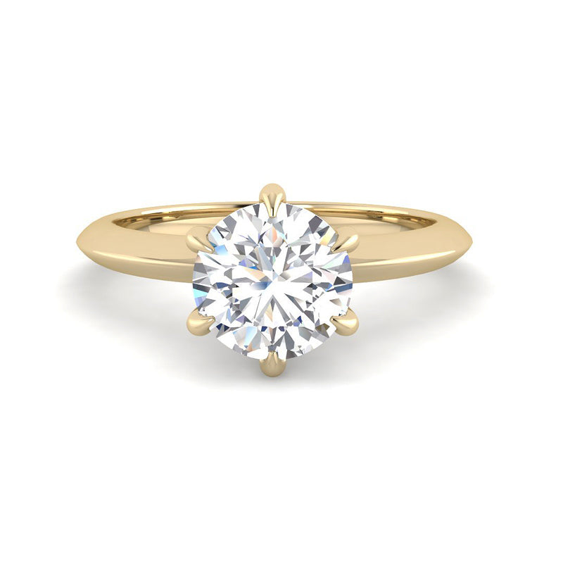 6-Prong Claw Prong w. Knife Edge Band (Yellow Gold)