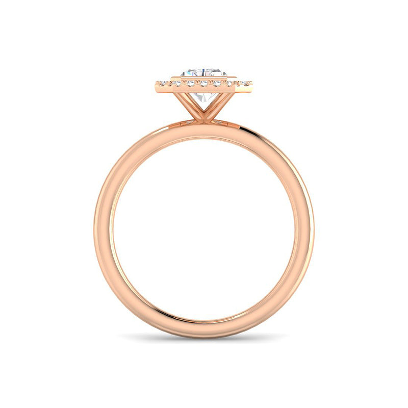 Emerald Cut Halo w. Plain Band (Rose Gold)