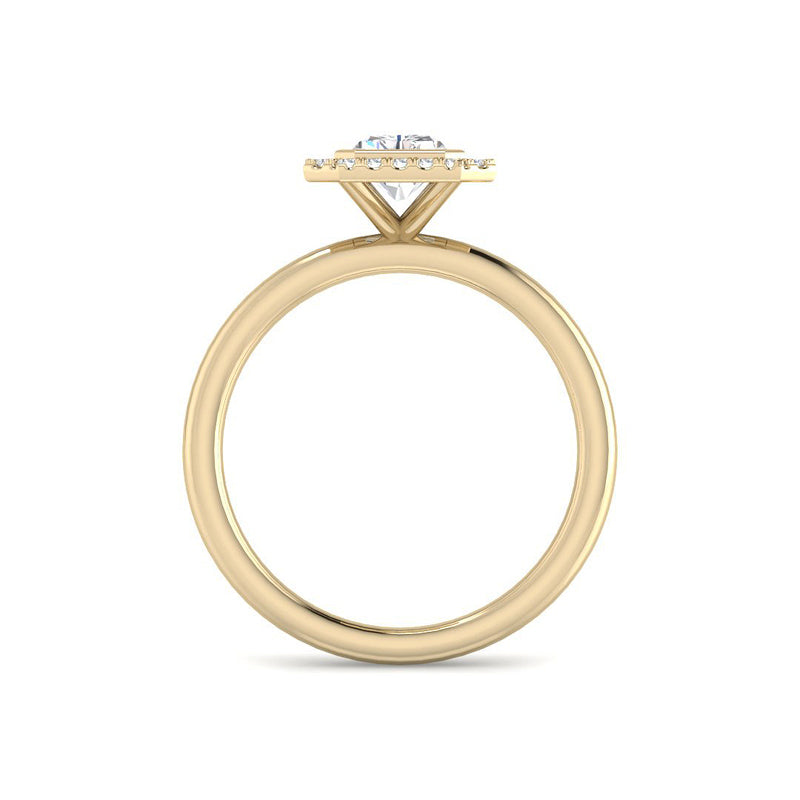 Emerald Cut Halo w. Plain Band (Yellow Gold)