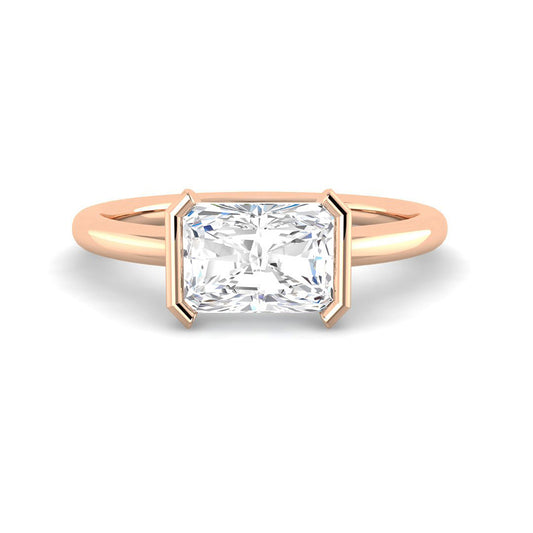 East-West Half Bezel Emerald Cut (Rose Gold)
