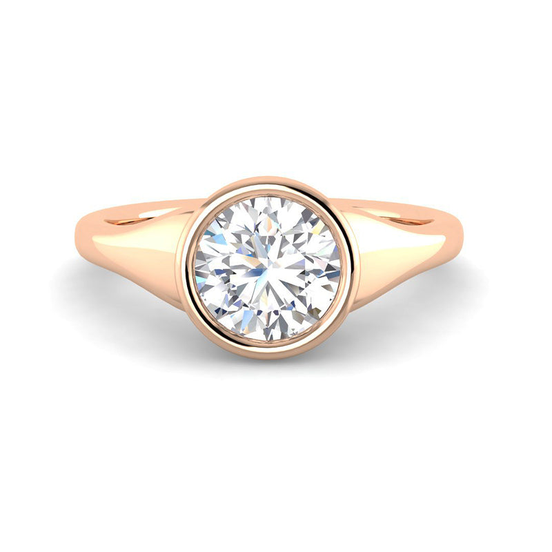 Bezel Set Solitaire in Bathtub Setting (Rose Gold)