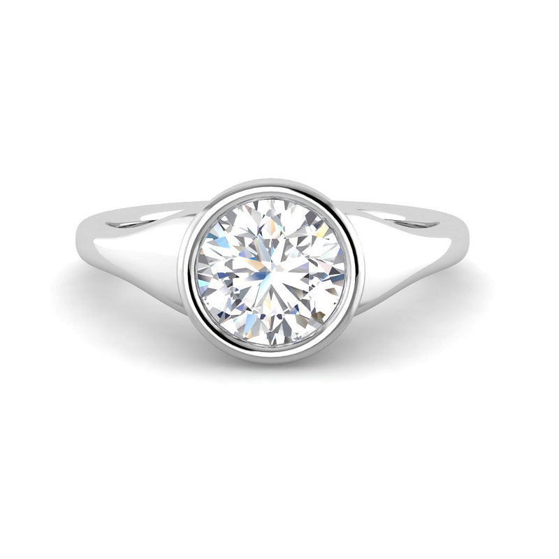 Bezel Set Solitaire in Bathtub Setting (White Gold)
