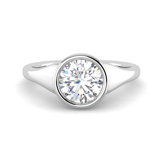 Bezel Set Solitaire in Bathtub Setting (White Gold)